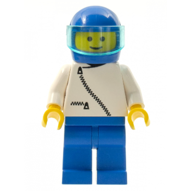 jacket with zipper - white blue legs blue helmet trans-light blue visor