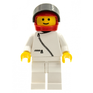 jacket with zipper - white white legs red helmet black visor