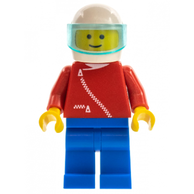 jacket with zipper - red blue legs white helmet trans-light blue visor