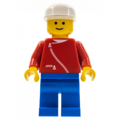 jacket with zipper - red blue legs white cap