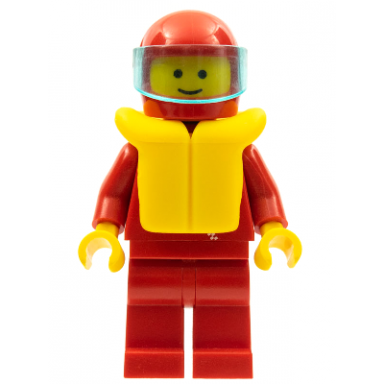 jacket with zipper - red red legs red helmet trans-light blue visor life jacket