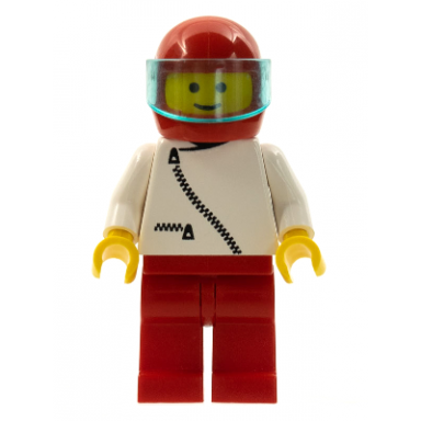 jacket with zipper - white red legs red helmet trans-light blue visor