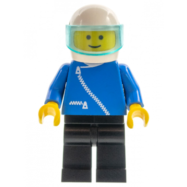 jacket with zipper - blue black legs white helmet trans-light blue visor