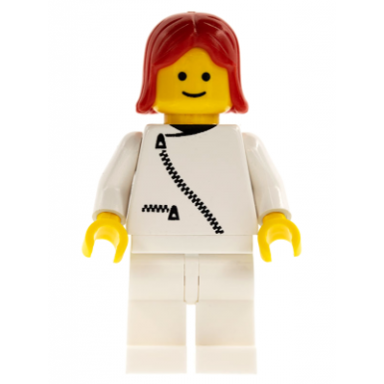 jacket with zipper - white white legs red female hair