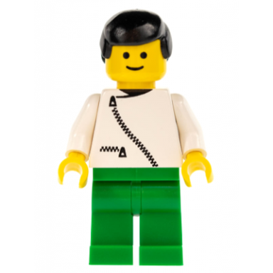 jacket with zipper - white green legs black male hair