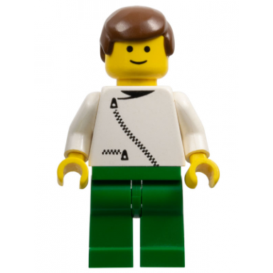 jacket with zipper - white green legs brown male hair