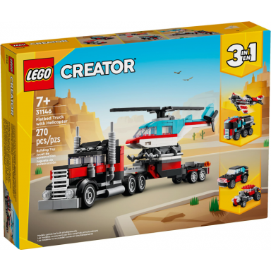 flatbed truck with helicopter
