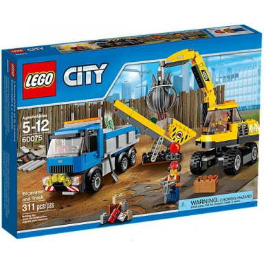 excavator and truck