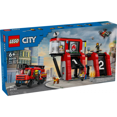 fire station with fire truck