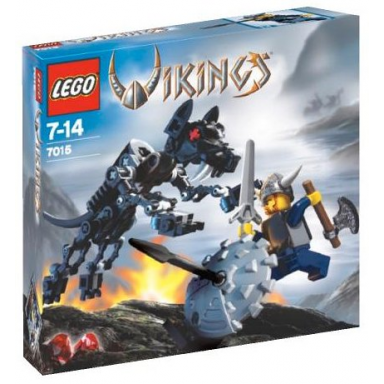 viking warrior challenges the fenris wolf