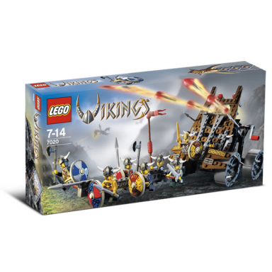 army of vikings with heavy artillery wagon