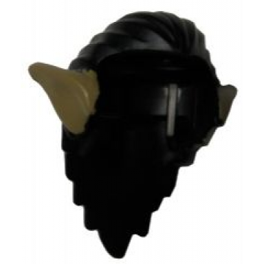 minifigure hair long and combed back with dark tan pointed ears pattern