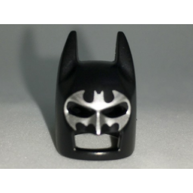 minifigure headgear mask batman cowl angular ears pronounced brow with silver bat mask around eyes pattern