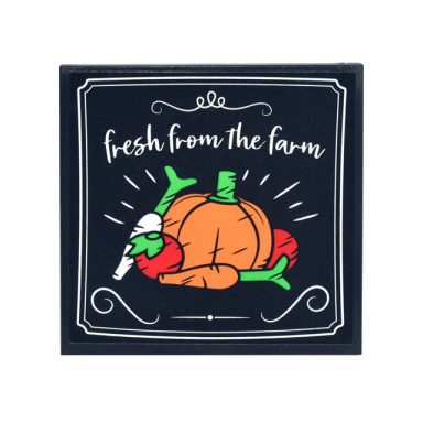 tile 6 x 6 with bottom tubes with sign white borders script fresh from the farm and pumpkin carrots and tomatoes pattern sticker - set 10290