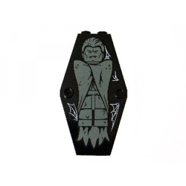 black container coffin lid with light bluish gray vampire and white cobwebs pattern