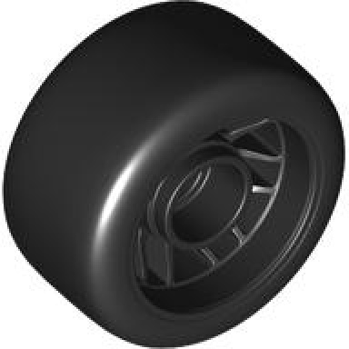wheel 24 x 13.4 with pin hole with molded black hard rubber tire pattern