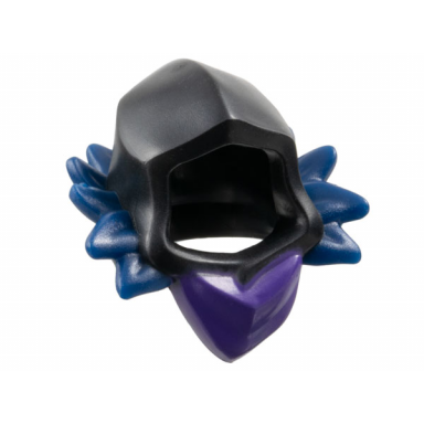 minifigure headgear hood with molded dark blue spiked collar and printed dark purple scarf pattern