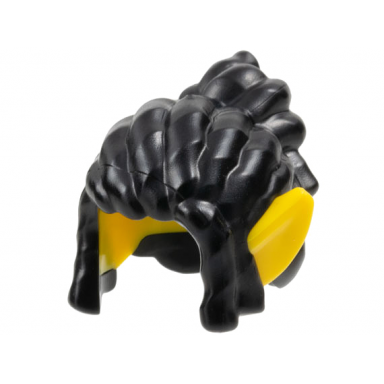 minifigure hair long side bangs bun with molded yellow elf ears pattern