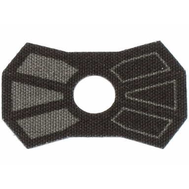 black minifigure armor pauldron cloth with single hole with dark bluish gray panels pattern