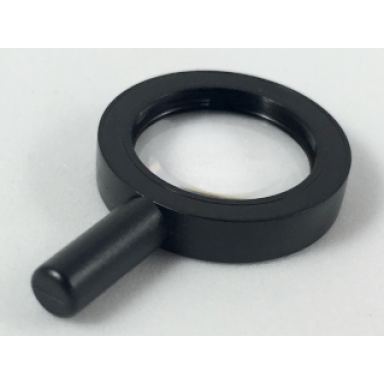 black minifigure utensil magnifying glass thick frame and solid handle with trans-clear lens