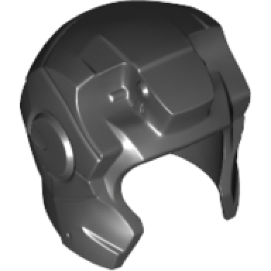 minifigure headgear helmet space with open face and top hinge with angular cheeks iron man