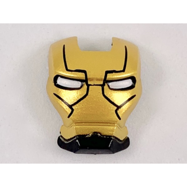 black minifigure visor top hinge with gold face shield white eyes black lines on forehead and cheeks pattern