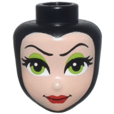 black mini doll head friends with balaclava and light nougat face with thin eyebrows lime eyes and eye shadow and red lips pattern