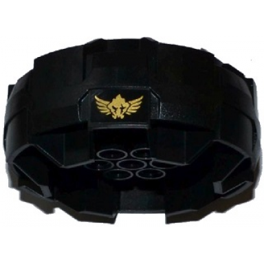 wheel hard plastic treaded with 7 pin holes and 6 bar holes with gold gorilla head with wings pattern sticker - set 70747