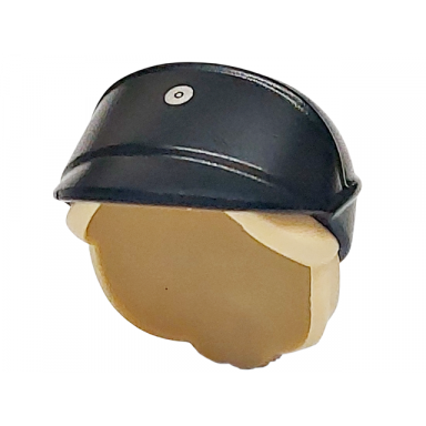 minifigure hair combo hat with hair sw imperial officer with molded tan hair in bun and printed silver code disk pattern