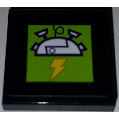 tile modified 2 x 2 inverted with electric hat and lightning bolt on lime background pattern sticker - set 41454