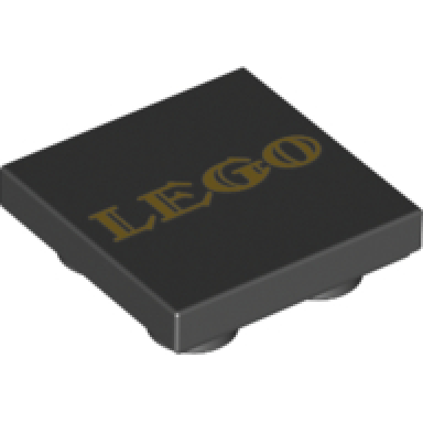 black tile modified 2 x 2 inverted with gold lego pattern