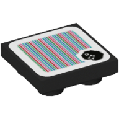 black tile modified 2 x 2 inverted with super mario scanner code chain chomp pattern sticker - set 71381