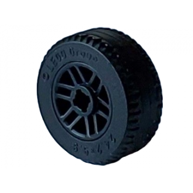 wheel 14mm d x 9.9mm with center groove fake bolts and 6 double spokes with black tire 24 x 9.9 11208 5033