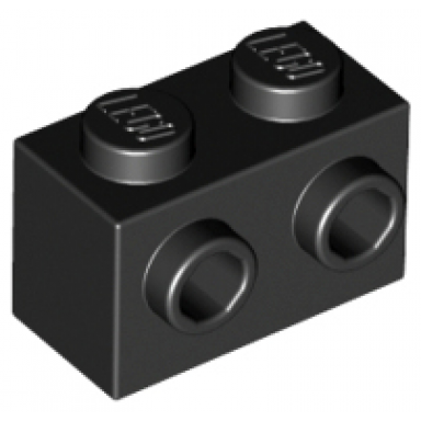 black brick modified 1 x 2 with studs on 1 side