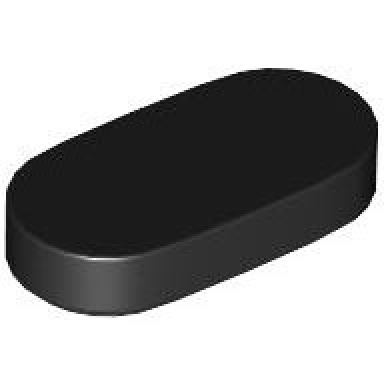 black tile round 1 x 2 oval