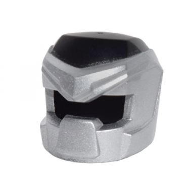 black minifigure headgear helmet space with open visor small with metallic silver pattern