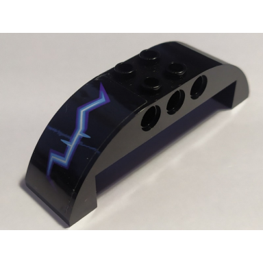black slope curved 8 x 2 x 2 double with dark purple medium blue and white electricity pattern model left side sticker - set 70352