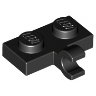 black plate modified 1 x 2 with clip on side horizontal grip