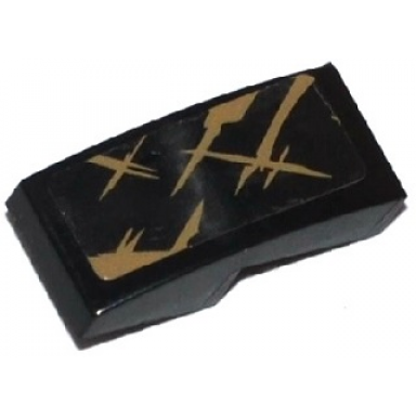black slope curved 2 x 1 x 2 3 with dark tan spatters and scratches pattern sticker - set 70141