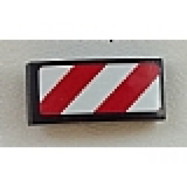 black slope curved 2 x 1 x 2 3 with red and white danger stripes red and white corners pattern model right side sticker - sets 60081 60083 60107