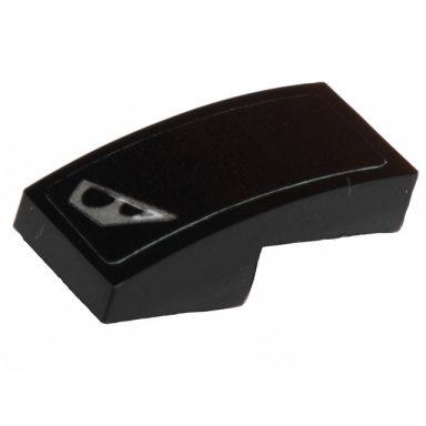 black slope curved 2 x 1 x 2 3 with silver headlight pattern model left side sticker - set 30342