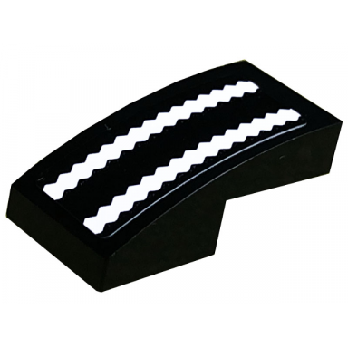black slope curved 2 x 1 x 2 3 with white zigzag lines pattern sticker - set 10291