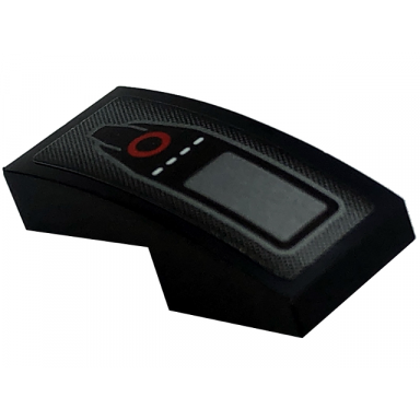 black slope curved 2 x 1 x 2 3 with red circle silver rectangle and white dotted line pattern sticker - set 76909