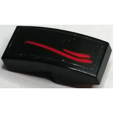 black slope curved 2 x 1 x 2 3 with red curved lines taillights pattern model left side sticker - set 75880