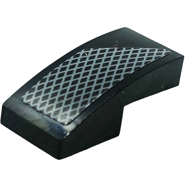 black slope curved 2 x 1 x 2 3 with dark bluish gray mesh grille pattern model right side sticker - set 76909