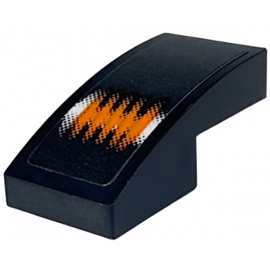 black slope curved 2 x 1 x 2 3 with orange and white engine pattern sticker - set 76918