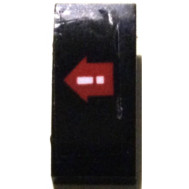 black slope curved 2 x 1 x 2 3 with red arrow and white exclamation mark pattern model left side sticker - set 70916