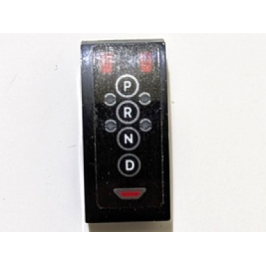black slope curved 2 x 1 x 2 3 with gear selection control panel with capital letter p r n and d in circles pattern sticker - set 42162