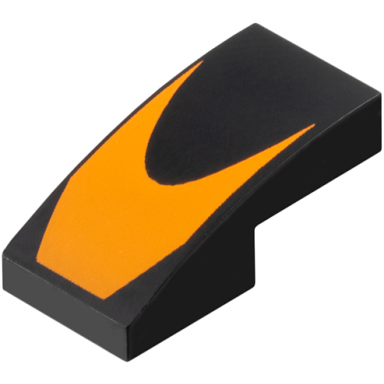 black slope curved 2 x 1 x 2 3 with orange chevron pattern