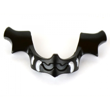 black minifigure visor chin guard elaborate with silver fangs pattern